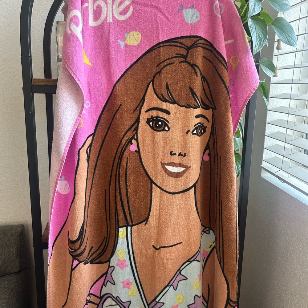 Vintage Barbie Cotton Beach Towel with Pink Label